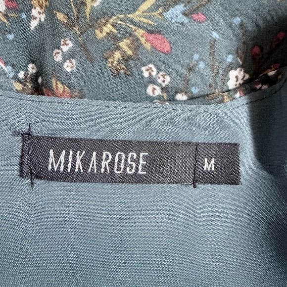 MikaRose Floral Tiered Maxi Dress Gray V-Neck Romantic Cottagecore Modest M - Picture 7 of 11